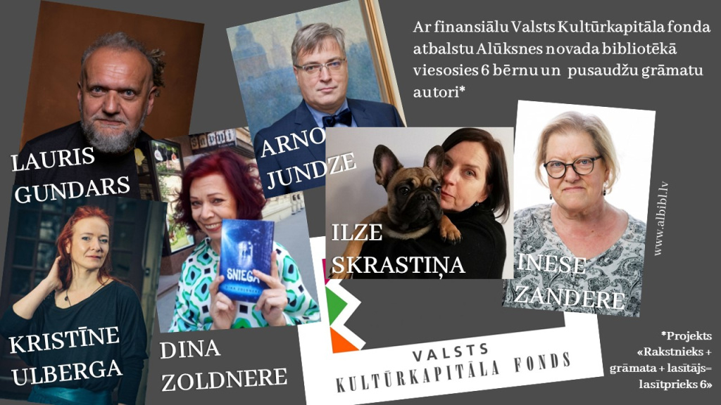 Grāmatu autori, kas projekta ietvaros viesosies Alūksnes novada bibliotēkā.