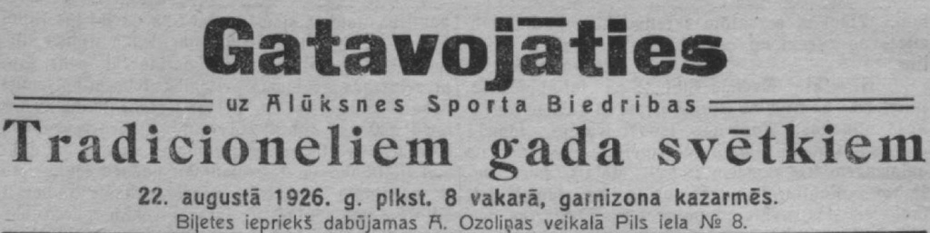 Sludinājums. Malienas Ziņas, 1926. gada 19. augusts.