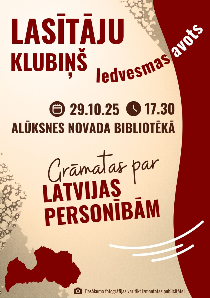 Lasītāju klubiņa tikšanās, 2025. gada oktobrī - plakāts.