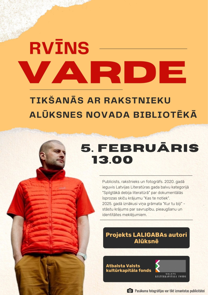 Tikšanās ar Rvīnu Vardi bibliotēkā, plakāts.