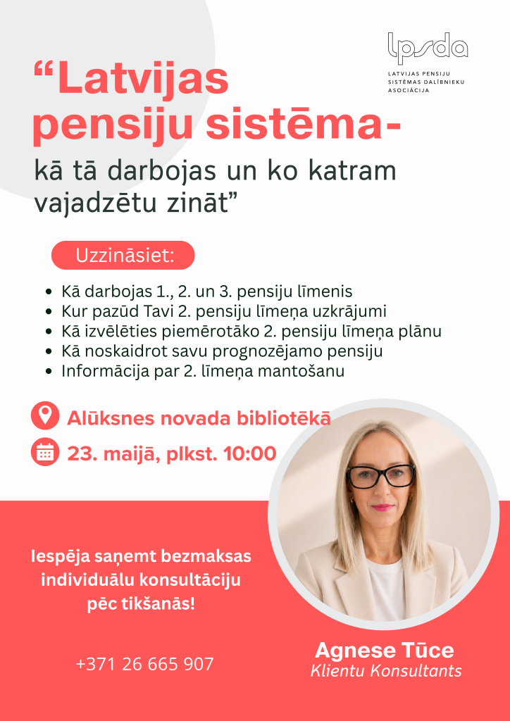 Informatīva tikšanās "Latvijas pensiju sistēma", plakāts.