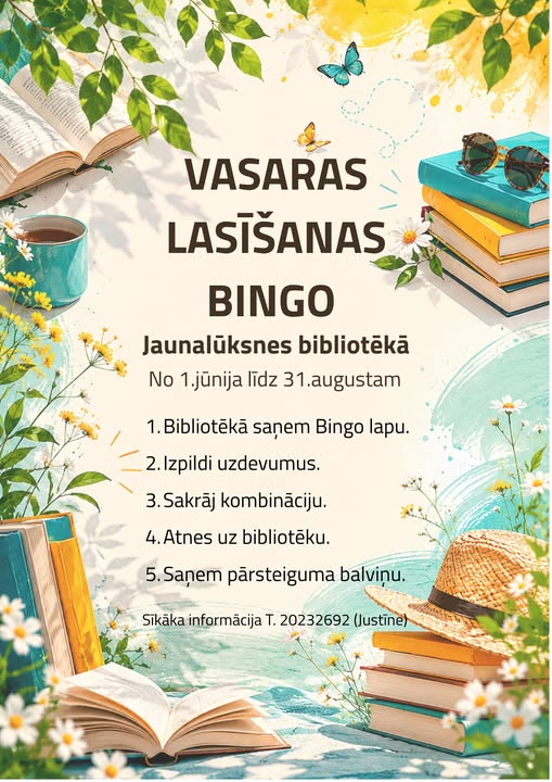 Vasaras lasīšanas bingo Jaunalūksnes bibliotēkā.