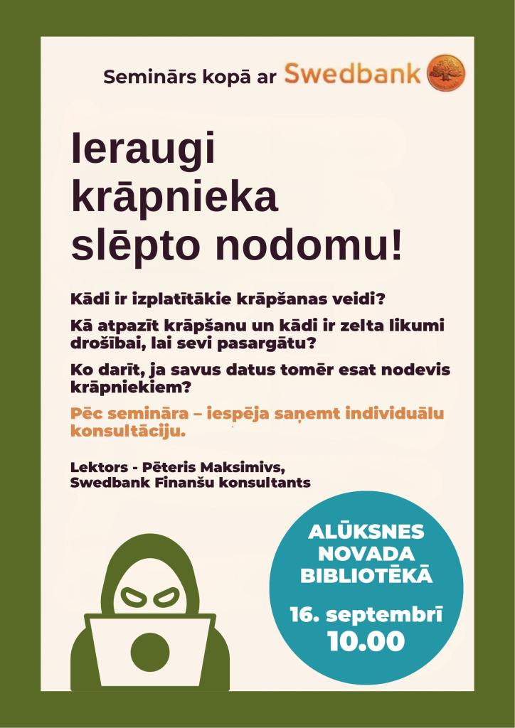 Seminārs "Ieraugi krāpnieka slēpto nodomu", plakāts.